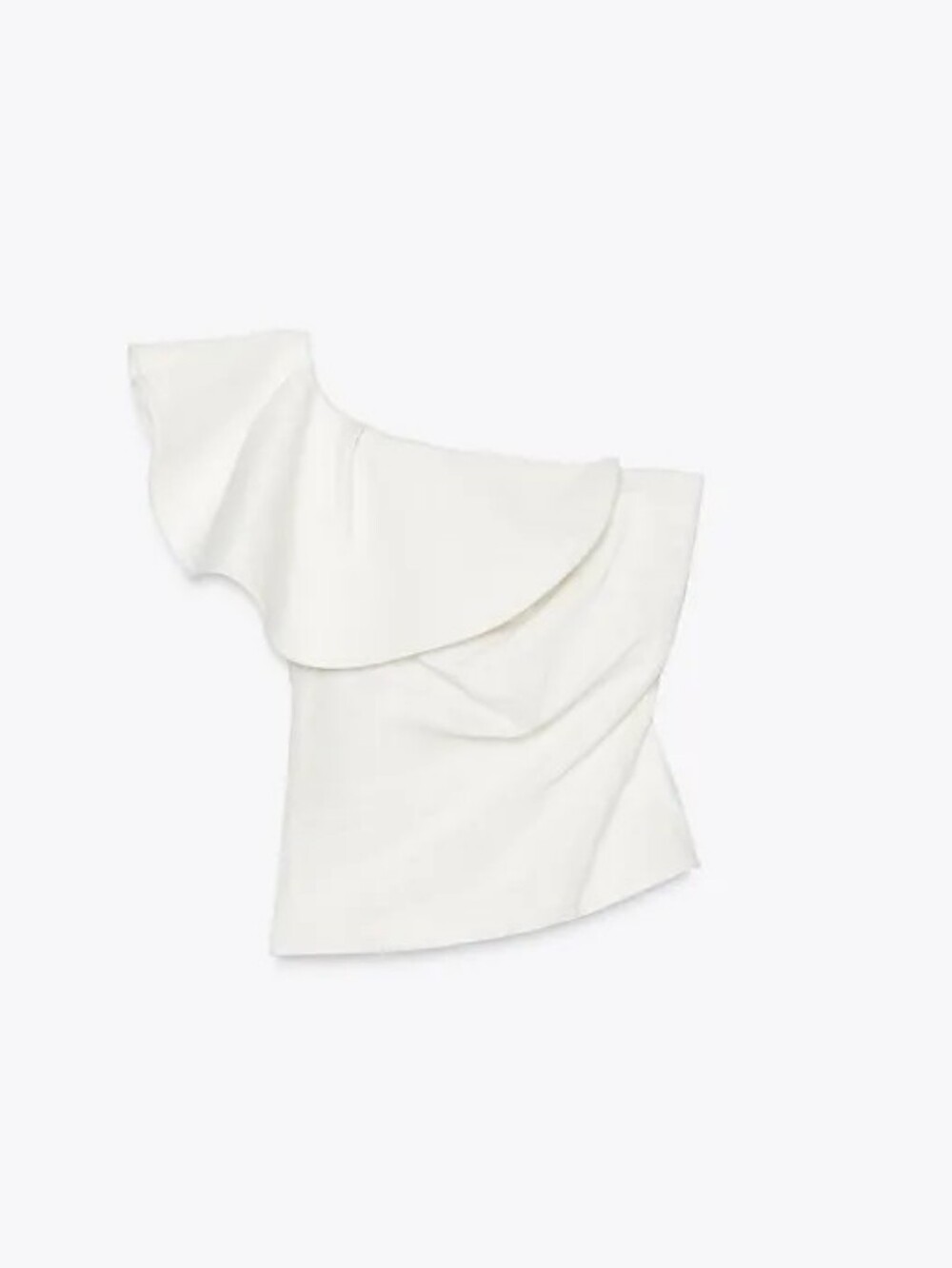 Zara White One-Shoulder Ruffle Top - Picture 7 of 9